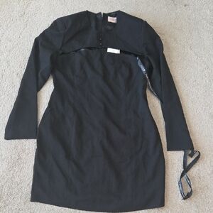 Club L. London Black Long-Sleeve Dress With Front Cutout